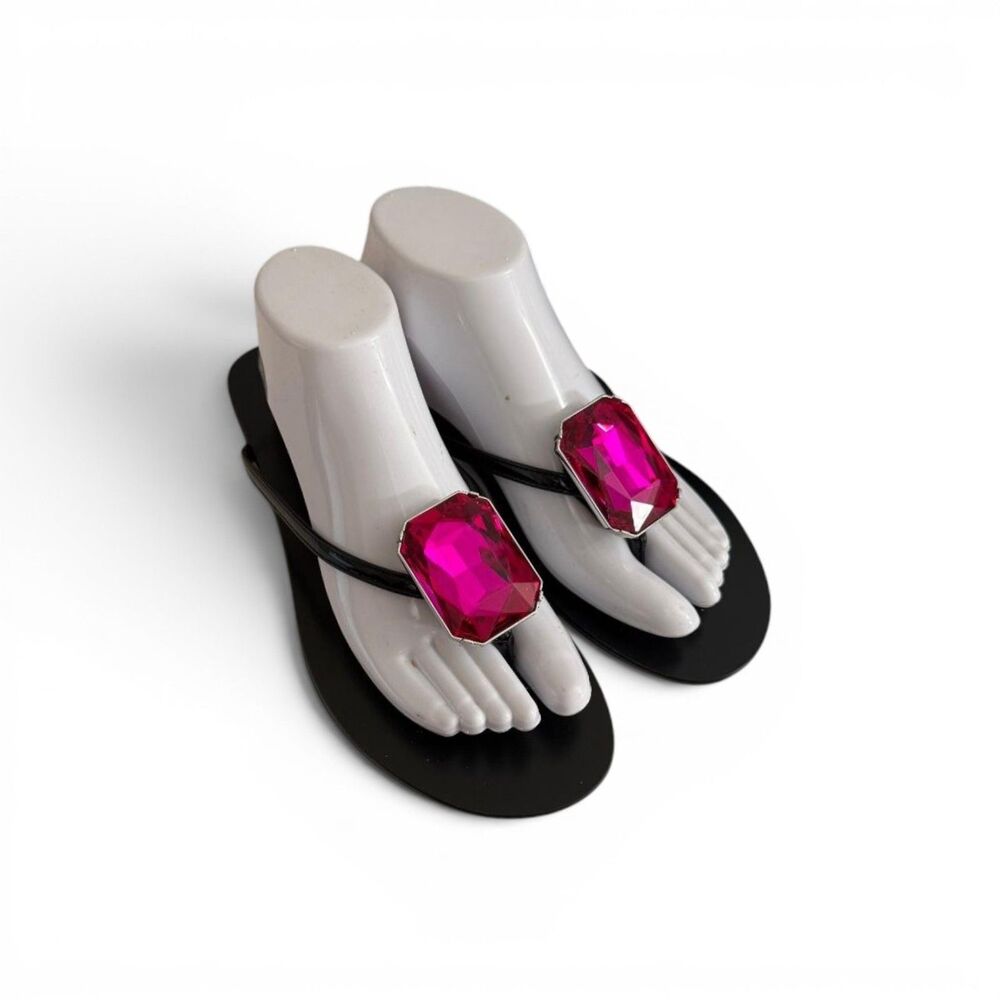 Aminah Abdul Jillil AAJ Lucinda Black Jeweled Sandals, New in Box. 9.5